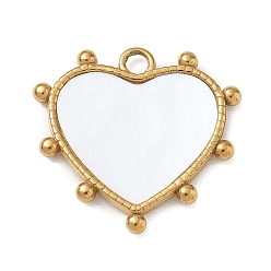 Golden 304 Stainless Steel with Shell Pendants, Heart Charms, Golden, 17x18x1.8mm, Hole: 1.8mm
