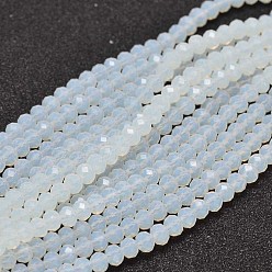 Clear Faceted Rondelle Glass Beads Strands, Clear, 4x3mm, Hole: 1mm, about 127~135pcs/strand, 17.8 inch