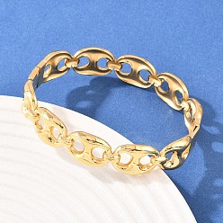 Золотой 304 браслеты из нержавеющей стали для женщин, овальные, ионное покрытие (ip), золотые, внутренний диаметр: 2-3/8x2 дюйм (5.9x5.1 см)