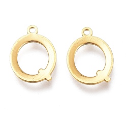 Letter Q Вакуумное покрытие pvd 304 подвески из нержавеющей стали, лазерная резка, алфавит, золотые, letter.q, 12.5x9.5x0.8 мм, отверстие : 1 мм