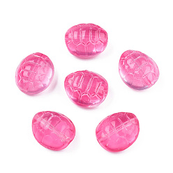 Hot Pink Transparent Spray Painted Glass Beads, Tortoise, Hot Pink, 12x11x7mm, Hole: 1mm