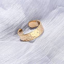 Настоящее золото 18K 304 открытые манжеты из нержавеющей стали для женщин, , ионное покрытие (ip), реальный 18 k позолоченный, 6.5 мм, размер США 8 1/2 (18.5 мм)