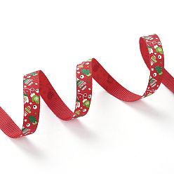Красный Полиэстер Grosgrain ленты, Новогодняя тема, для изготовления ювелирных изделий, красные, 3/8 дюйм (10 мм), 100yards / рулон (91.44 м / рулон)