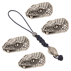 Античное Серебро 4 латунные бусины шт., змеиная голова, античное серебро, 25.5x16x10.5 мм, отверстие : 3.6 мм