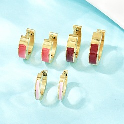 (52) Непрозрачная лаванда 304 обруч серьги из нержавеющей стали эмаль, золотые, разноцветные, 12~15.5x13.5~16x2~4 мм, 3 пар / набор
