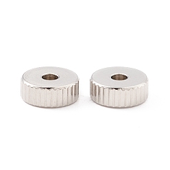 Нержавеющая Сталь Цвет Не тускнеет 201 рифленые бусины из нержавеющей стали, плоско-круглые, цвет нержавеющей стали, 8x3 мм, отверстие : 2.2 мм