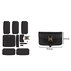 Black DIY Leather Bag Making Kits, Rectangle, Black, 10.5x18.5cm
