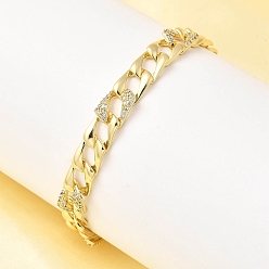 Настоящее золото 18K Женский браслет-цепочка с микропаве из латуни и прозрачными кубическими циркониями, прямоугольные, долговечный, без кадмия и без свинца, стойки покрытие, реальный 18 k позолоченный, 7-1/2 дюйм (19.2 см)