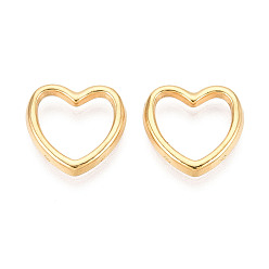 Настоящее золото 18K 304 нержавеющей стали связывающий кольца, сердце, ионное покрытие (ip), реальный 18 k позолоченный, 14x14x2 мм, внутренний диаметр: 8x10.5 мм