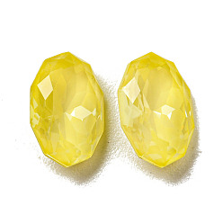 Jonquil Glass Rhinestone Cabochons, Point Back & Back Plated, Faceted, Oval, Jonquil, 10x6.5x4mm