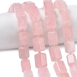 Розовый Кварц Природного розового кварца нитей бисера, прямоугольные, с бисером, 13~15x9~10x9~10 мм, отверстие : 1 мм, около 24~25 шт / нитка, 15.75'' (40 см)