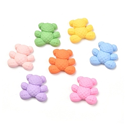 Mixed Color Opaque Resin Cabochons, Textured Bear, Mixed Color, 23x22x7mm