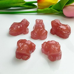 Стеклянный Камень Арбуза Арбузные каменные стеклянные резные фигурки целебных лягушек, Украшения из камня с энергией Рейки, 38 мм