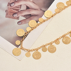 Oro Collares largos vintage de aleación con borlas de monedas para mujer, dorado, 32.28 pulgada (82 cm)
