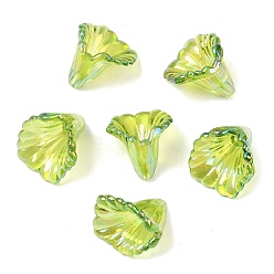 Желто-Зеленый Прозрачные колпачки акриловая бисера, AB цвет, цветок, желто-зеленый, 12x11x9 мм, отверстие : 1.2 мм