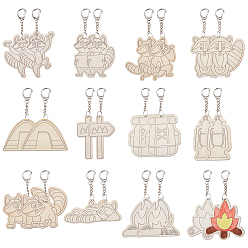 Mixed Shapes 2 наборы деревянных брелоков, Сплав с застежками, платина, 95~140 мм, 12 шт / комплект