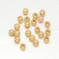 Real 18K Gold Plated Real 18K Gold Plated Brass Round Spacer Beads, Lead Free & Cadmium Free & Nickel Free, 2.5mm, Hole: 0.5mm, about 2400pcs/50g