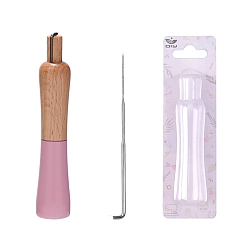 Pink Игла для прокалывания дерева ручка, ручка для инструмента из шерстяного войлока, с иглами для валяния, розовые, 86 мм