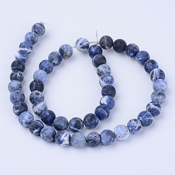 Sodalite Natural Sodalite Beads Strands, Frosted, Round, 10~10.5mm, Hole: 1.2mm, about 36pcs/strand, 15.5 inch