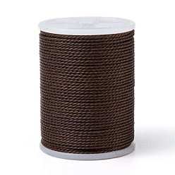 Saddle Brown Round Waxed Polyester Cord, Taiwan Waxed Cord, Twisted Cord, Saddle Brown, 1mm, about 12.02 yards(11m)/roll