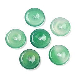 Зеленый Природные подвески агат, окрашенная и подогревом, подвески-диски dount/pi, зелёные, 20x4.5 мм, отверстие : 3.5 мм