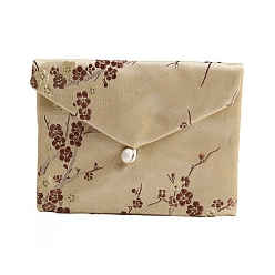 Бледно-Золотистый Мешочки для хранения ювелирных изделий с тканевой вышивкой и цветами, сумки-конверты, для браслетов, , прямоугольные, бледно золотарник, 10x12 см