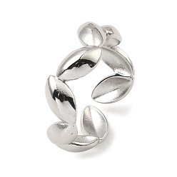 Нержавеющая Сталь Цвет Не тускнеет 304 открытые манжетные кольца из нержавеющей стали, овальные, цвет нержавеющей стали, размер США 8 (18.1 мм)