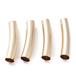 Настоящее золото 24K Бисера латунной трубки, долговечный, изогнутые бусины, трубка, реальный 24 k позолоченный, 22x5 мм, отверстие : 4 мм