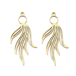 Золотой 201 подвески из нержавеющей стали, очарование листа, лазерная резка, золотые, 32.5x16x1 мм, отверстие : 1.5 мм