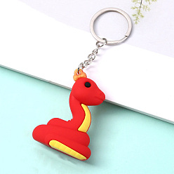 Красный Брелок из ПВХ-сумки в виде змеи, Мультяшное подвесное украшение для рюкзака, красные, 52x38 мм