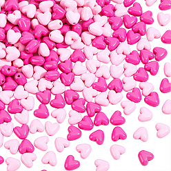 (52) Непрозрачная лаванда 240 шт 2 цвета непрозрачные акриловые бусины, сердце, разноцветные, 9.5x10.5x7 мм, отверстие : 1.8 мм, 120 шт / цвет