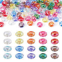 Mixed Color 100Pcs UV Plating Transparent Acrylic European Beads, Iridescent, Rondelle, Faceted, Large Hole Bead, Mixed Color, 11~12x6.5mm, Hole: 4.5~5mm