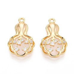 Vegetables Латунные подвески с микропаве из прозрачных кубических цирконий кошачий глаз, реальный 18 k позолоченный, без никеля , овощи, 23x14.5x6 мм, отверстие : 1.5 мм