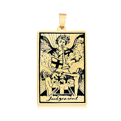 Golden 201 Stainless Steel Pendants, Laser Engraved Pattern, Tarot Card Pendants, Golden, Judgement XX, 40x24x1mm, Hole: 8x4mm