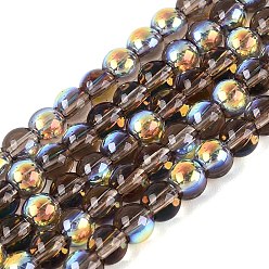 Gray Electroplate Transparent Glass Beads Strands, Round, AB Color Plated, Gray, 4mm, Hole: 0.6~0.7mm, about 98~109pcs/strand, 14.57~15.55 inch(37~39.5cm)