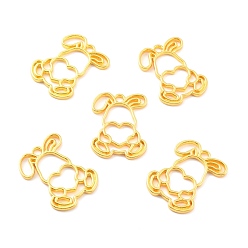 Золотой Подвесные подвески из сплава, для diy уф смолы, эпоксидная смола, Прессованные цветочные украшения, без кадмия и без свинца, люблю кролика, золотые, 35x26x2 мм, отверстие : 3 мм