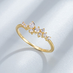 Золотой 925 женские кольца из стерлингового серебра с микропаве из прозрачных кубических цирконий, форма дыхания младенца, золотые, размер США 8 (18.1 мм)