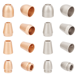 Mixed Color 64Pcs 8 Style Zinc Alloy Cord Ends, End Caps, Cone & Half Round & Column, Mixed Color, 11~13.3x8.5~11.8mm, Hole: 3~5.5mm, Inner Diameter: 4.5~10.6mm, 8pcs/style