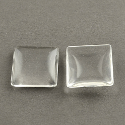 Clear Transparent Glass Square Cabochons, Clear, 25x25x7~8mm