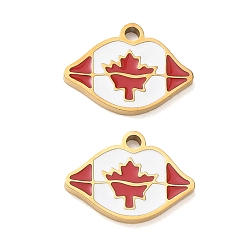 Golden 304 Stainless Steel Enamel Pendants, Map Charms, Ion Plating(IP), Golden, 11x15x1.5mm, Hole: 1.6mm