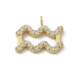 Водолей Ионное покрытие (ip) 304 подвески из нержавеющей стали с микропаве из кубического циркония, созвездие, Водолей, 10.5x15.3x2 мм, отверстие : 1.8 мм