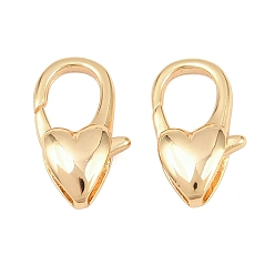 Real 18K Gold Plated Brass Lobster Claw Clasps, Heart, Real 18K Gold Plated, 15.5x9x5mm, Hole: 3x2mm