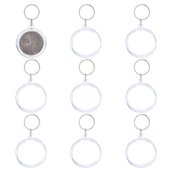 Platino Llaveros con marcos de fotos acrílicos, ronda plana en blanco, Platino, Platino, 84 mm