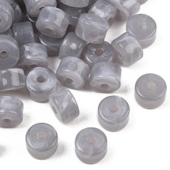 Light Grey Two-Color Opaque Acrylic Imitation Gemstone Beads, Column, Light Grey, 12x8mm, Hole: 3mm, about 526pcs/500g