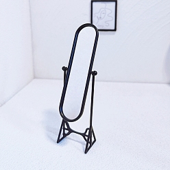 Черный Сплав зеркала миниатюрные украшения, аксессуары для кукольного домика с микро-ландшафтом, притворяясь опорными украшениями, чёрные, 36x25x132 мм