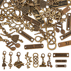 Античная Бронза 40шт 10 стиль сплав подвески украшения, Сплав с застежками когтя омара, античная бронза, 29~46 мм, 4 шт / стиль