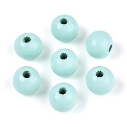 Светло-голубой Круглые бусины из натурального дерева схима, окрашенные распылением, светло-голубой, 11.8~12.5x11 мм, отверстие : 2.5~3 мм