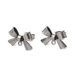 Нержавеющая Сталь Цвет 304 фурнитура для сережек-гвоздиков в виде банта из нержавеющей стали, с петлей, цвет нержавеющей стали, 10x15 мм, отверстие : 1.2 мм, штифты : 0.7 мм