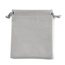 Серебро Бархатные сумки на шнурке для украшений, прямоугольные, для серег колец ожерелья, серебряные, 12.1x10x0.6 см