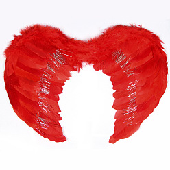 Красный Мини-кукла с крыльями ангела и перьями, Реквизит для детской фотосъемки, украшения, аксессуары, красные, 450x350 мм